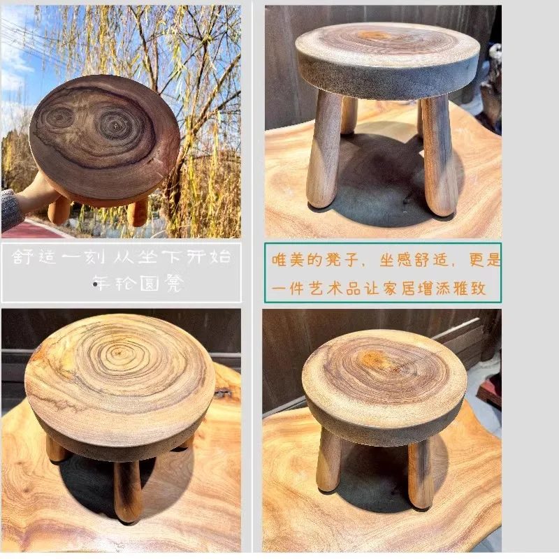 Camphor Wood Round Stool Natural Wood Ring Creative Minimalist Bench For Adults Kids Homestay Home Decor Seat
