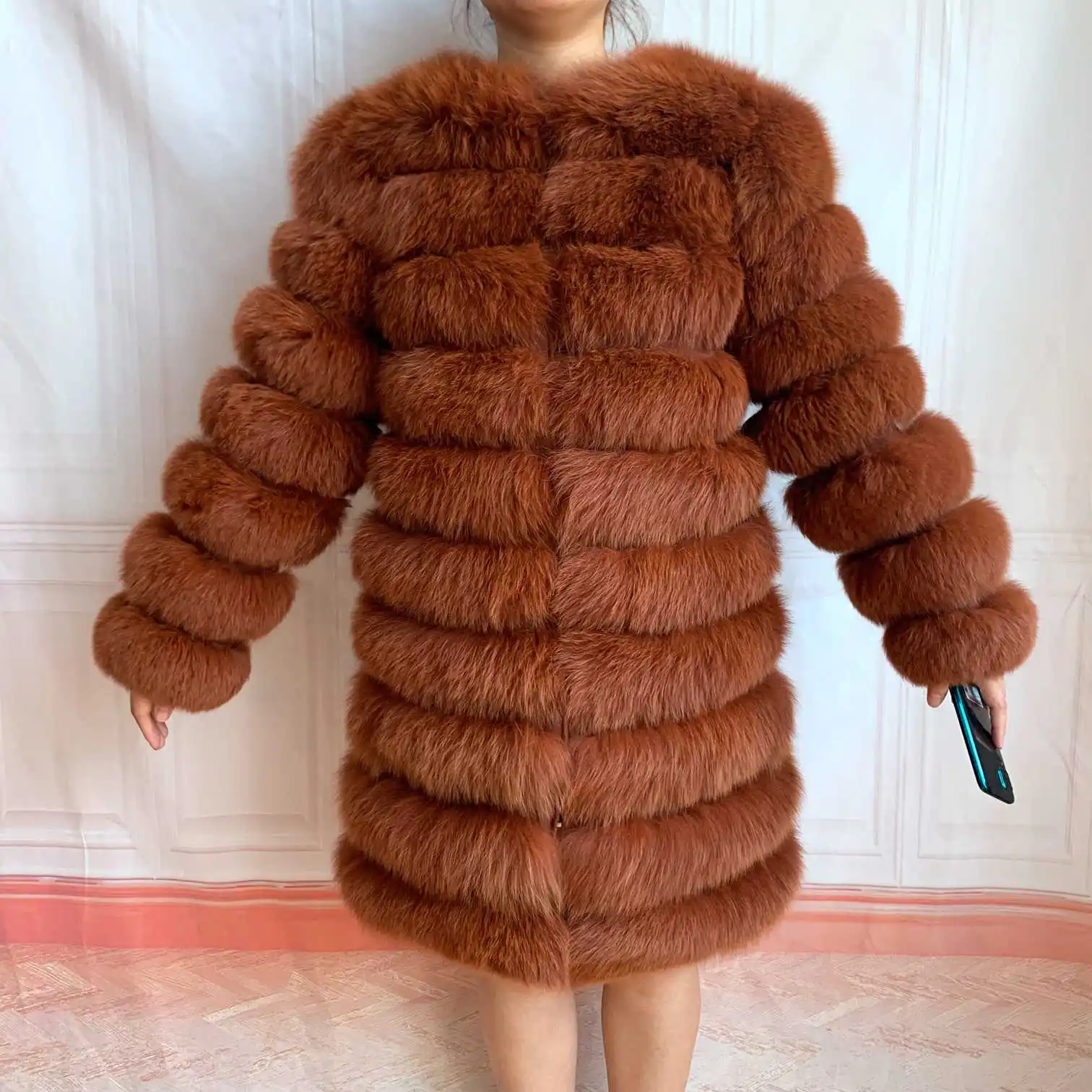 NEW 4in1 Real Fox Fur Long Coat Winter Coat for Women Jackets Vest Winter Outerwear Women Fox Fur Coat High Quality Fur Clothes