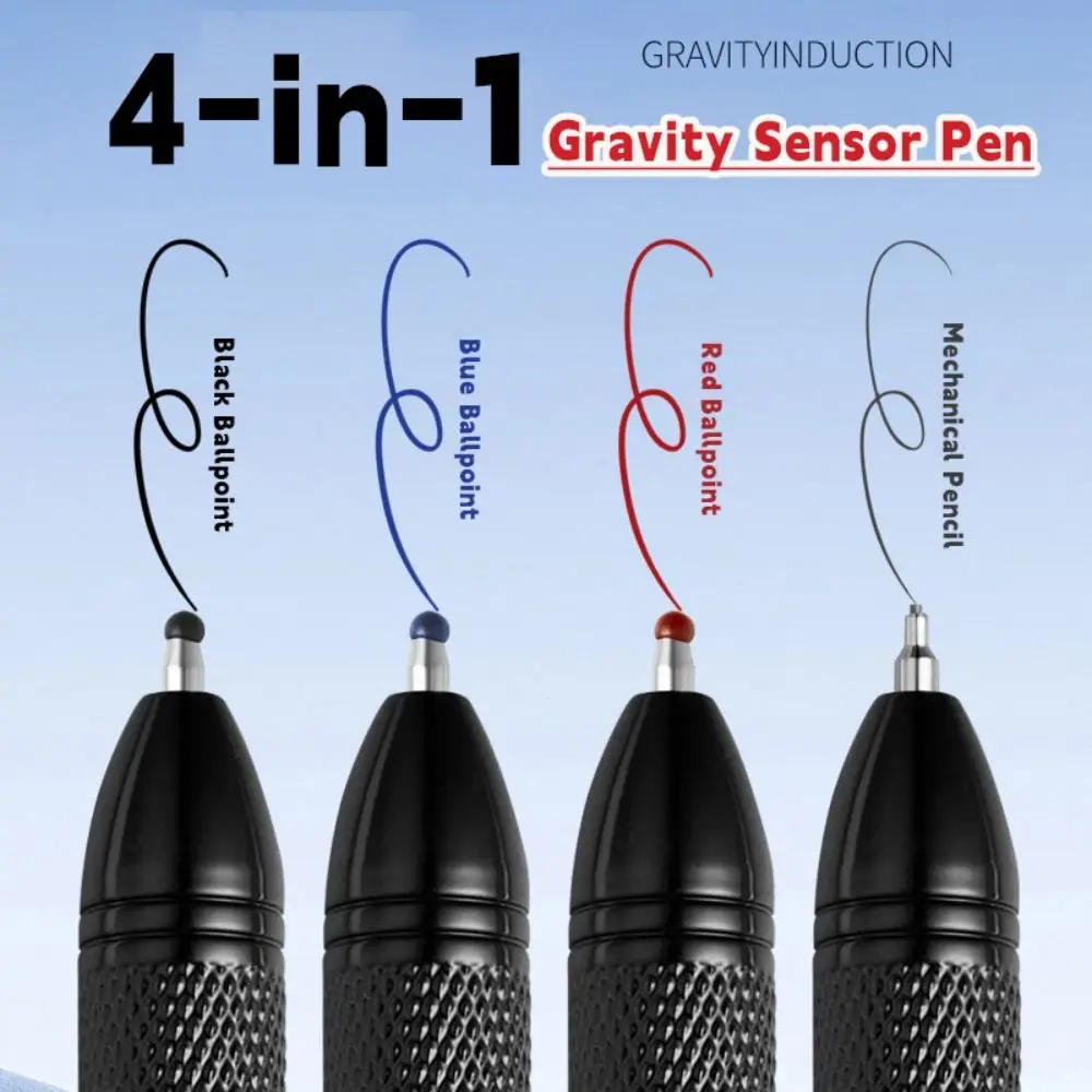 Fashion Metal Gravity Sensor Pen 4 in 1 Press Type 3Colors Ballpoint Pen Mechanical Pencil School Office image 5