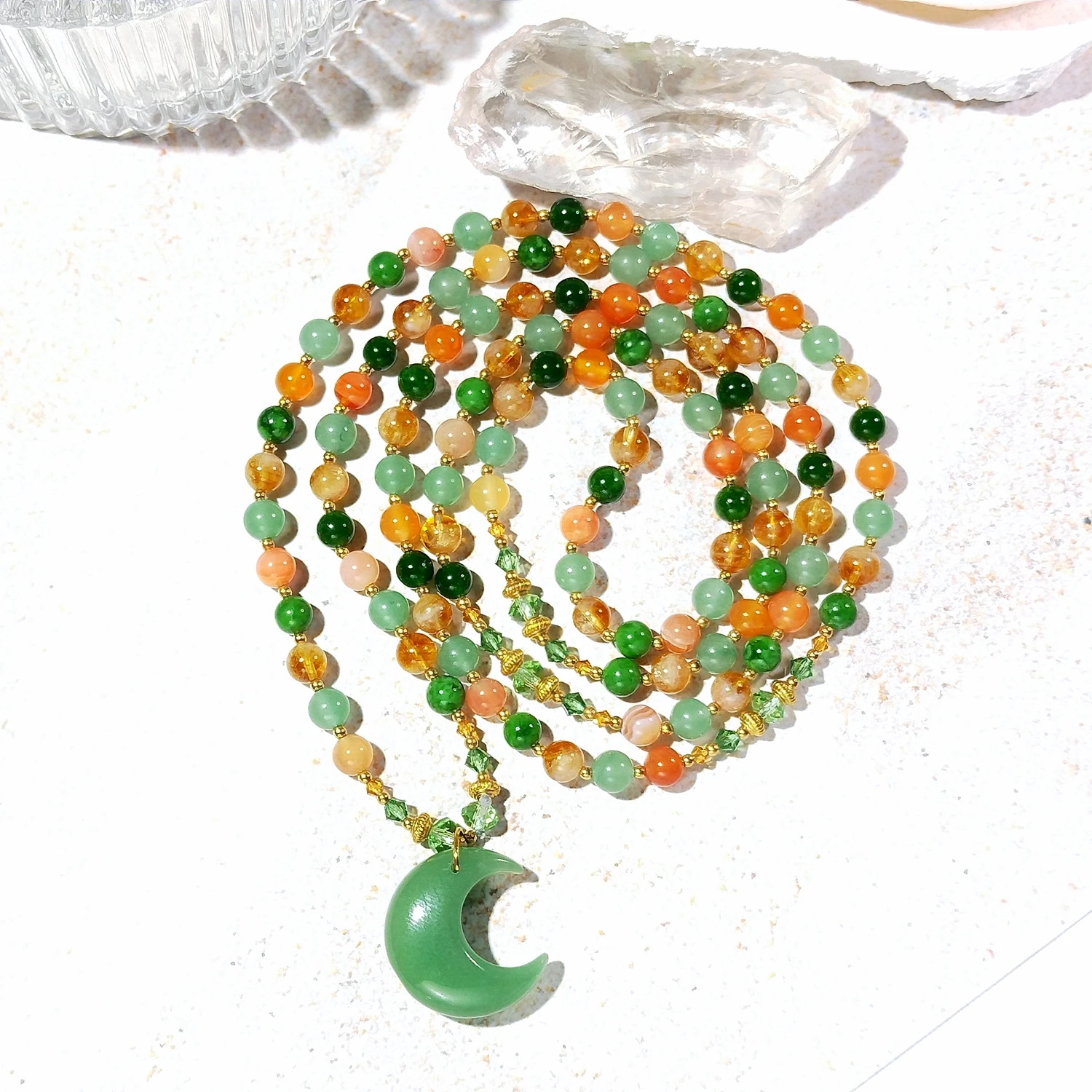 

Lii Ji натуральный 6 мм зеленый авантюрин цитрин сердолик зеленый нефритовый кулон ожерелье 103 см