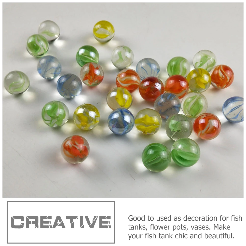 100Pcs Glass Marbles Decorative Marbles for Fish Tank Colorful Aquarium Decoration Balls Exquisite Hydroponic Plant Decors