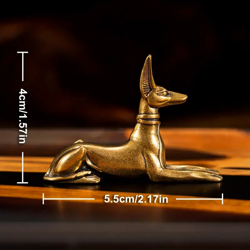 1 Stück Vintage Messing Ägyptischer Pharao Hound Statue – exquisites dekoratives Kunststück für Zuhause, Büro oder Café, ideal für Bücherregale – Detail 6