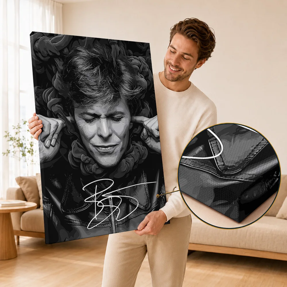 David Bowie Framed Canvas Posters Rock Canvas Wall Art With Personalized Photo For Listening Room Ideal Listener Birthday Gift