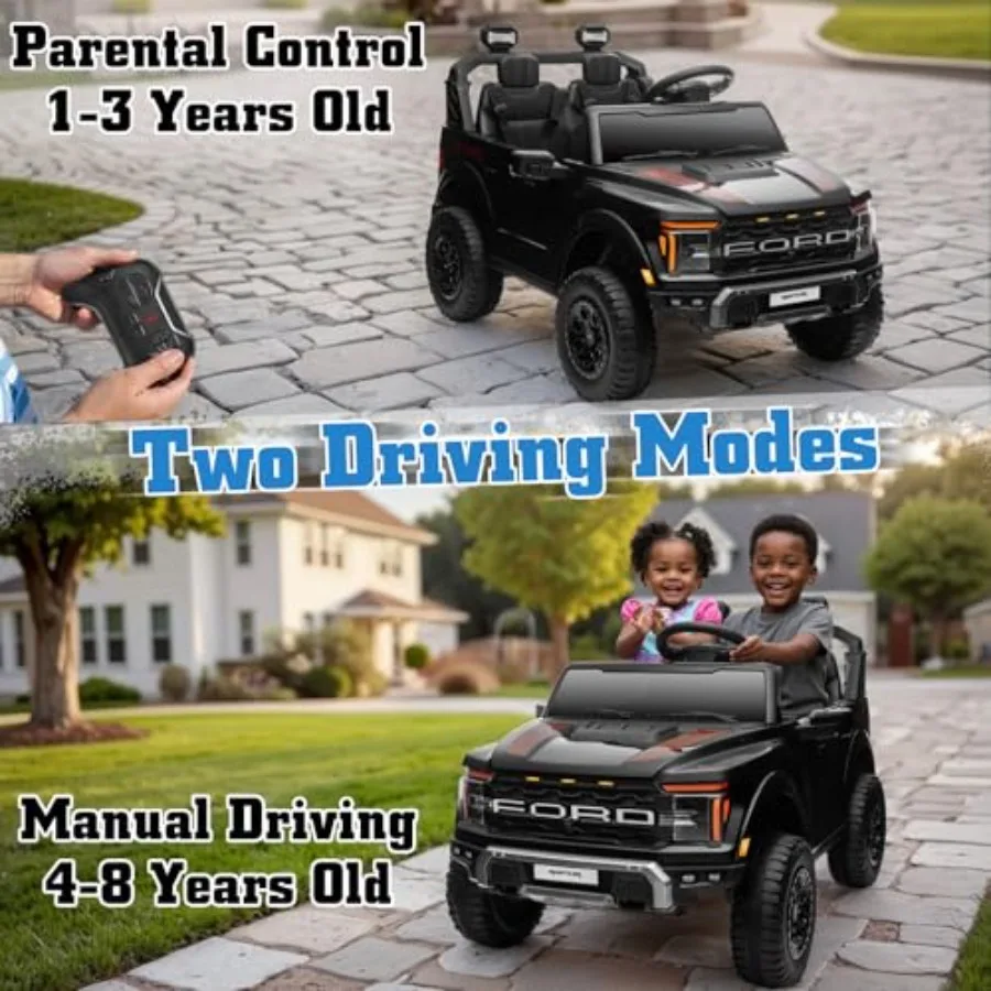 Lizenziertes F-150 Raptor 2-Sitzer-Elektroauto, 24 V, Fahrt auf dem Auto für große Kinder mit ferngesteuertem Kleinkinderauto mit LED-Aufhängung mit 4 Rädern