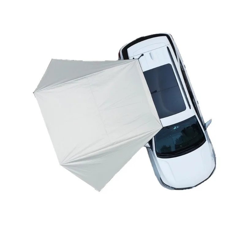 Suction Cup Mount Car Side Awning with Black Vinyl Shade Fabric, SUV Side Sun Shelter for Self-Driving Camping & Road Trip