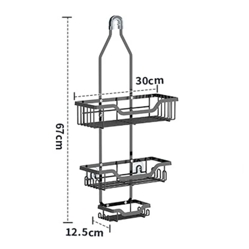 Imagem -06 - Wall Mounted Hanging Shower Head Rack de Armazenamento Prateleira do Banheiro Feito de Ferro Shampoo Garrafa Terceiro Andar