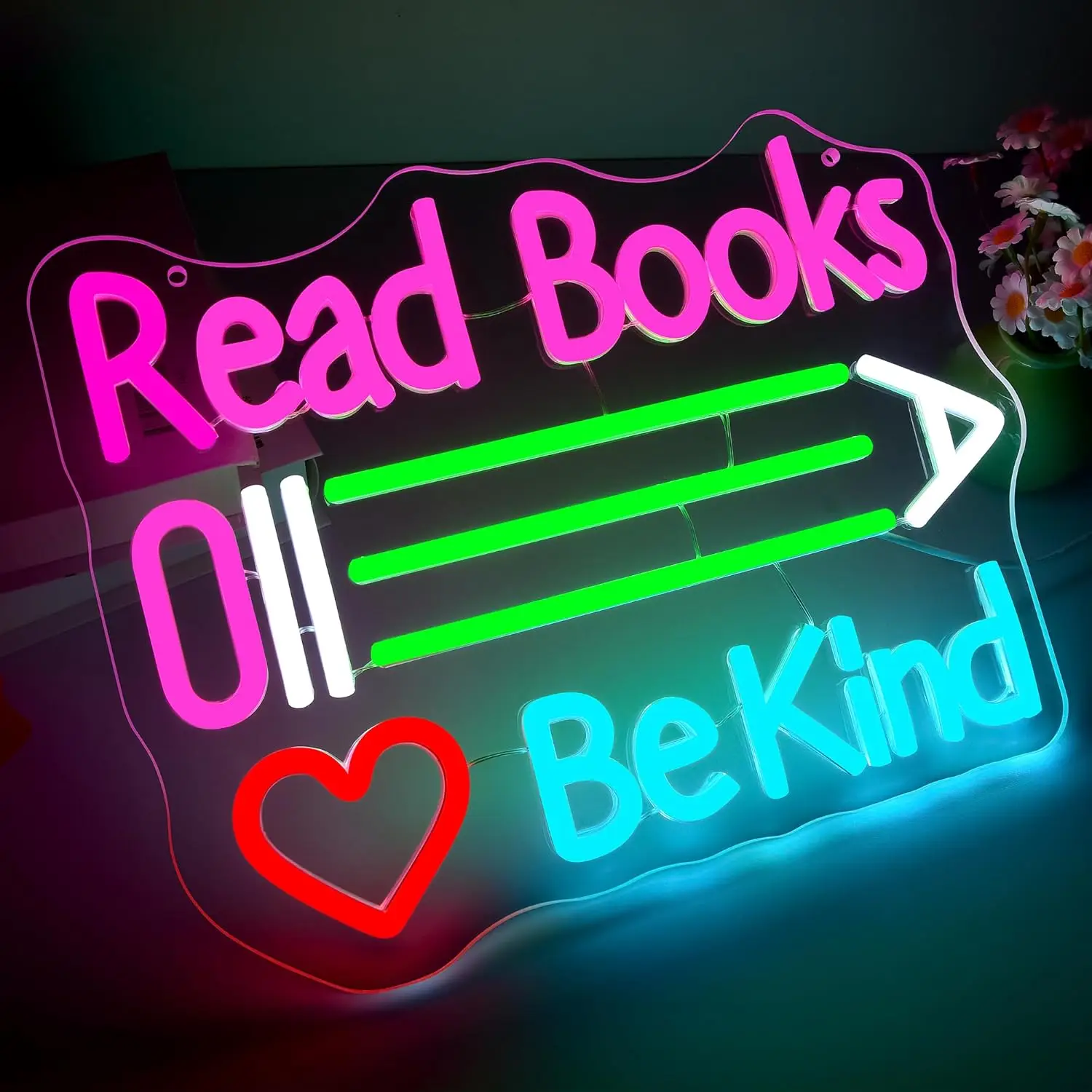 Read Books And Be Kind Neon Sign USB Dimmable LED Neon Light for library Book Room Bedroom Party Classroom Reading Room Decor