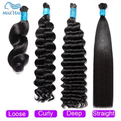 Human Hair Bulk Extension No Weft  Virgin Human Hair Bulk 100% Unprocessed  Deep Curly Straight Wave Hair Weaving For Braiding