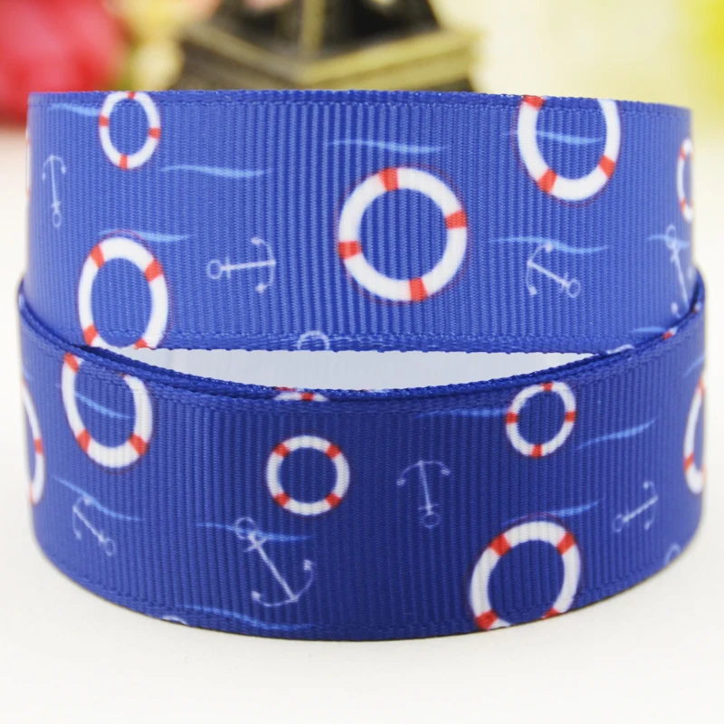 22mm 25mm 38mm 75mm Ship & Anchor Cartoon printed Grosgrain Ribbon party decoration 10 Yards satin ribbons