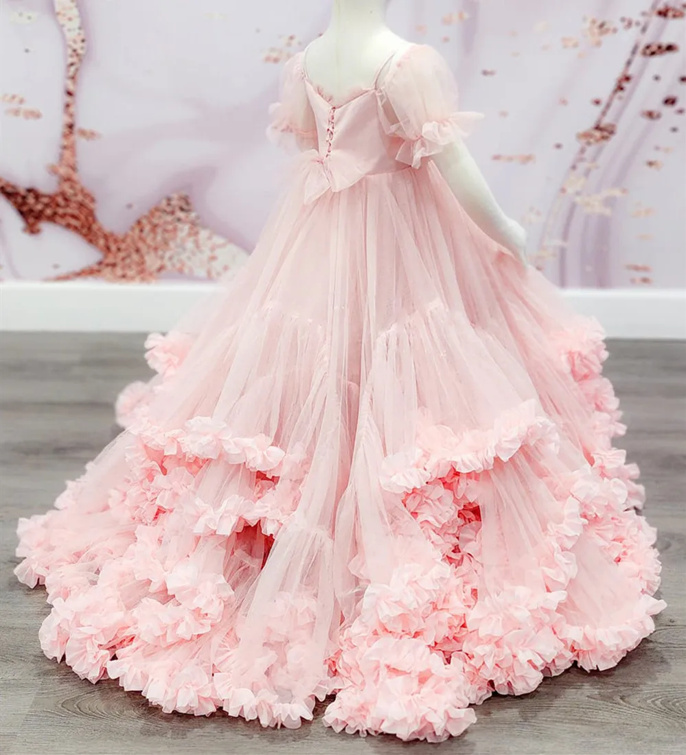 Luxury Wedding Dresses for Girls Elegant Handmade Princess Gown Baby Girl Birthday Christmas Dress Pageant Prom Gowns