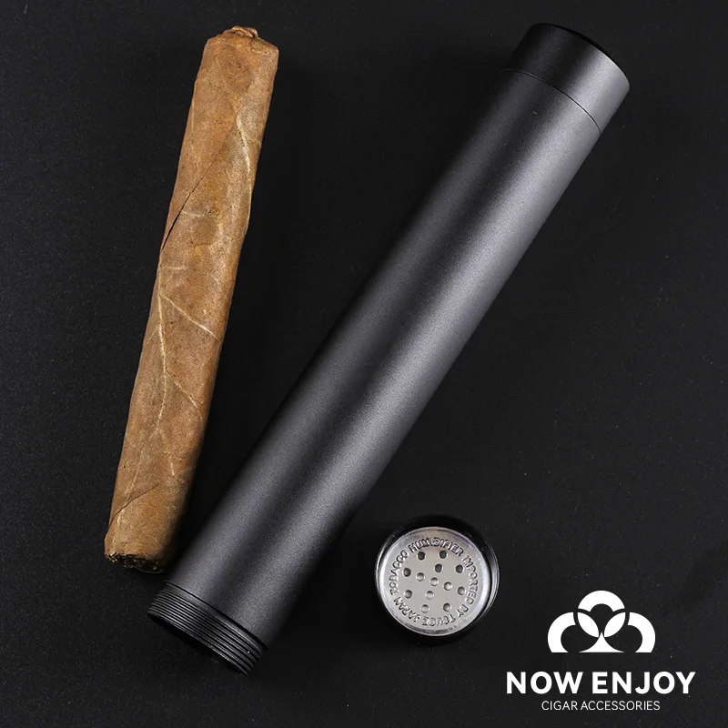 Metal Cigar Moisture-Retaining Tube, Single Cigars Case Storage Pipe Travel Pocket Smoking Accessories Tool Gift