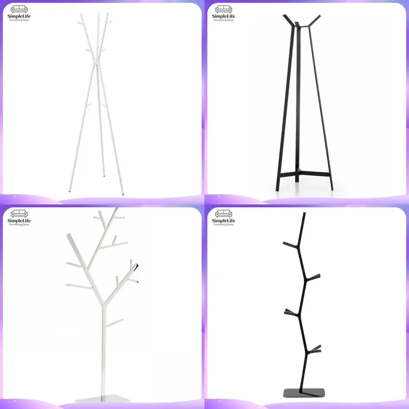 Modern Metal Coat Rack Floor Standing Clothes Hanger with Hooks for Bedroom Living Room Entryway Hallway Heavy Duty Garment
