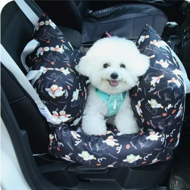 FurStarLittle Snowman Pattern Dog Car Seats Washable Travel Pet Car Bed For Small Dogs Cats Portable Safety Seat Cushion