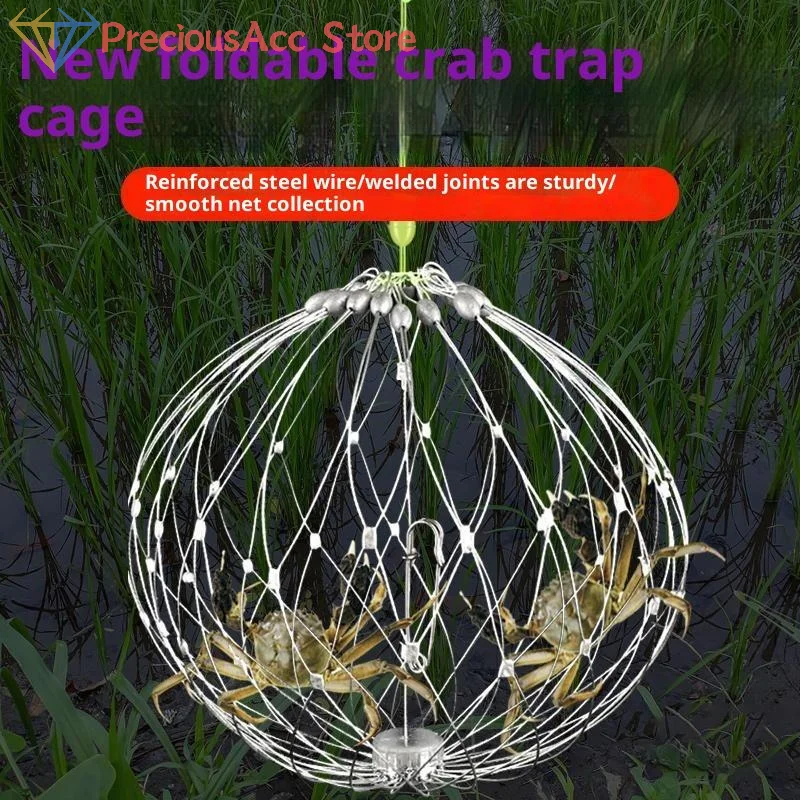 Automatic Open Closing Fishing Net Cage Wire Fish Crab Trap Net Steel Wire For Saltwater Seawater Outdoor Fishing Accessories