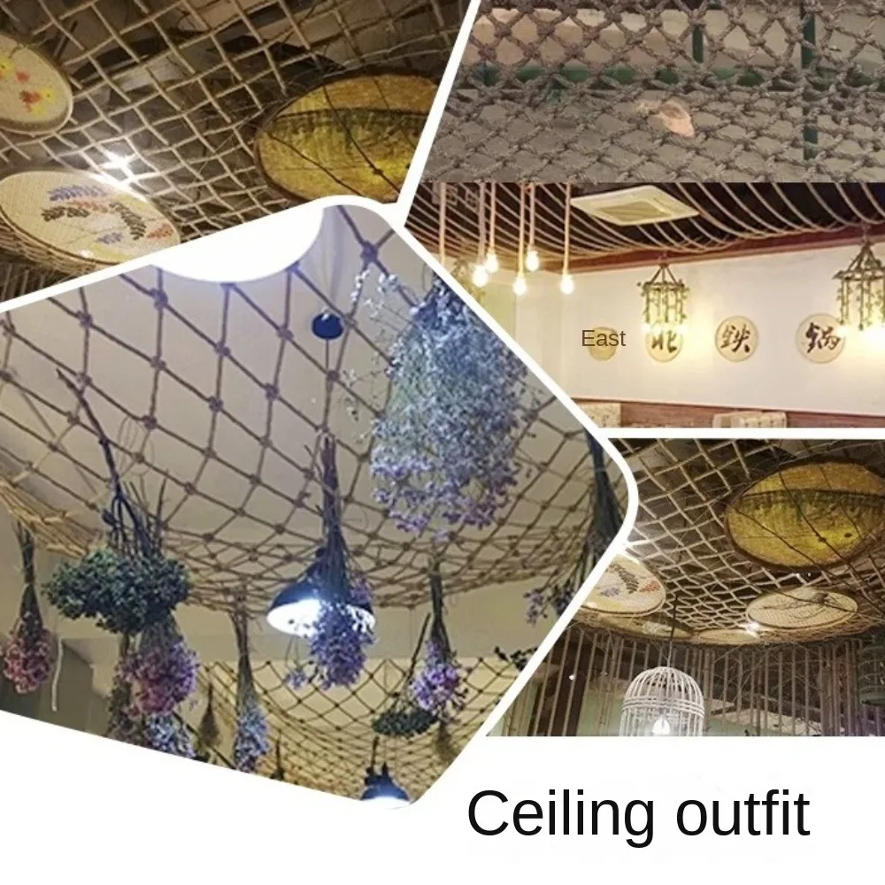 Hemp Rope Climbing Net Nature Jute Rope Garden Balcony Child Safety Net Ceiling Mesh DIY Craft Plant Support Netting