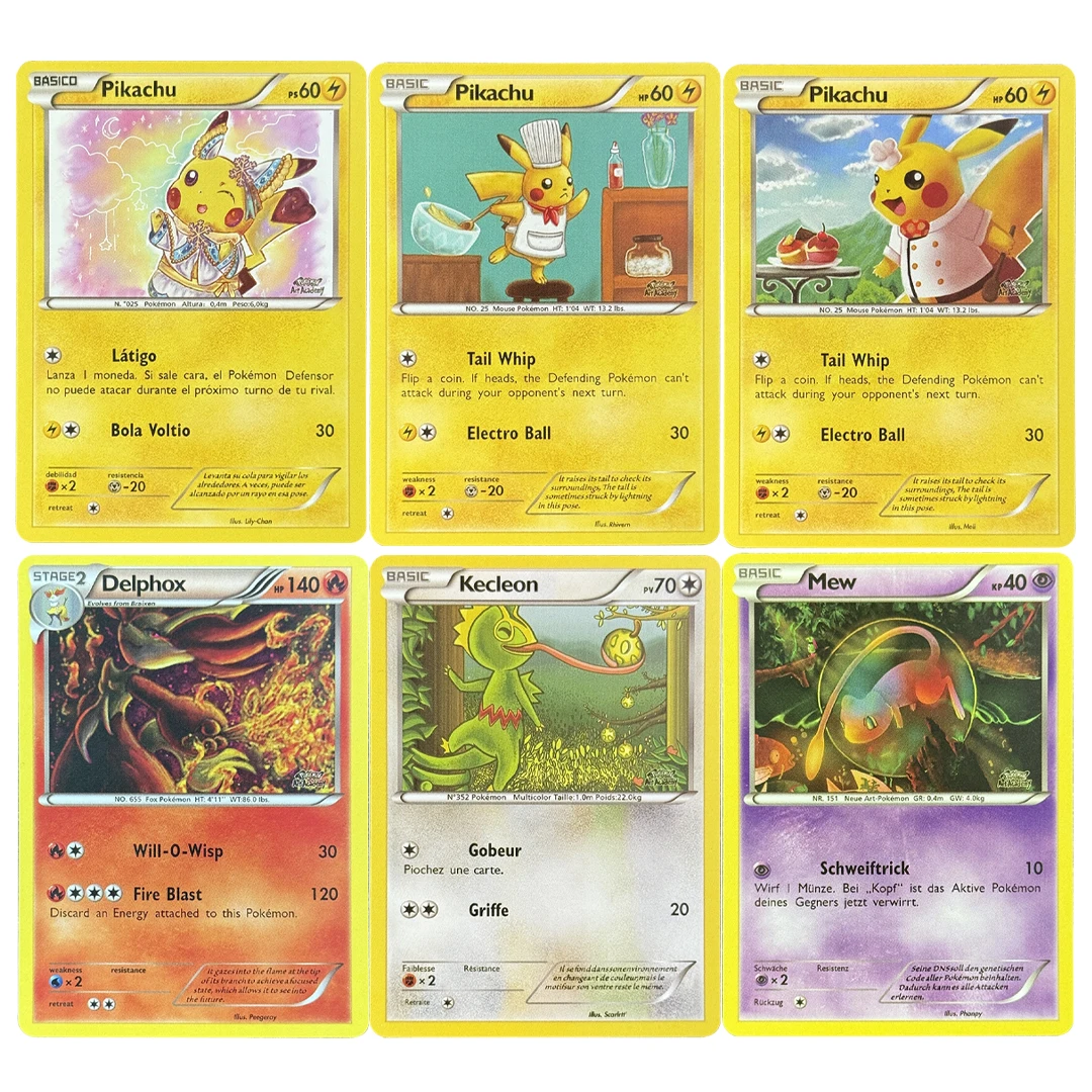 6-pecas-diy-2015-pokemon-art-academia-competicao-pikachu-mew-kecleon-delphox-ptcg-cartao-de-colecao-competicao-europeia-e-oceanica
