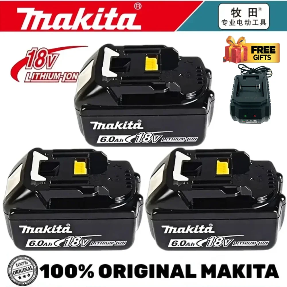 

100% Original Makita Lithium ion Rechargeable Battery 6.0Ah 6000mAh 18V BL1860 BL1830 BL1850 BL1860B Drill Replacement Batteries