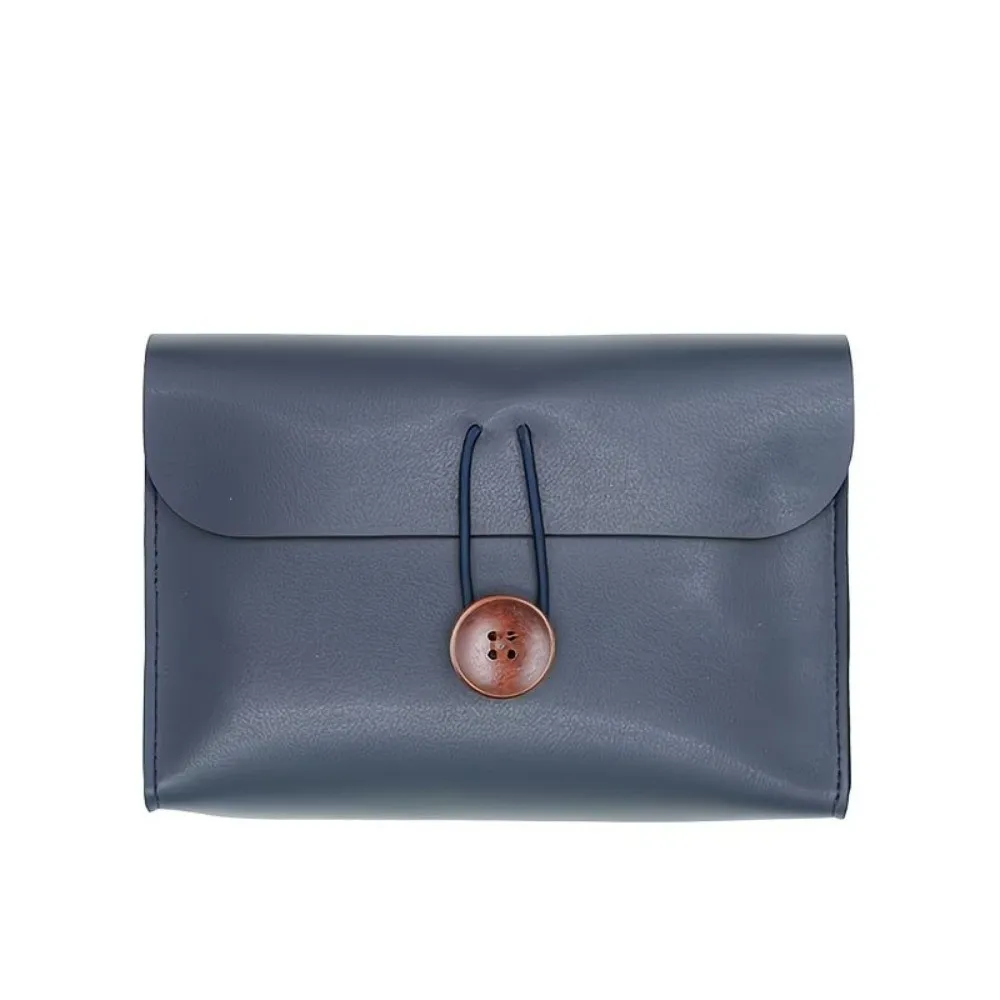 Minimalist‌ Soft PU Leather Cosmetic Bag Waterproof Lightweight PU Storage Bag Button Closure Beauty Case Home Storage