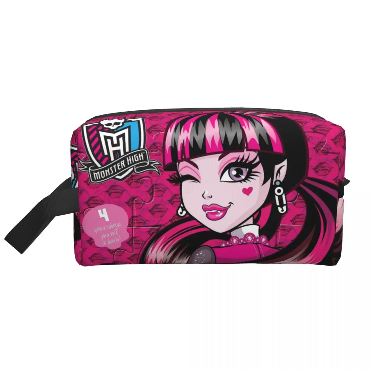 Custom Monsters High Anime Makeup Bag Women Travel Cosmetic Organizer Fashion Gothic Pink Dolls Storage Toiletry Bags