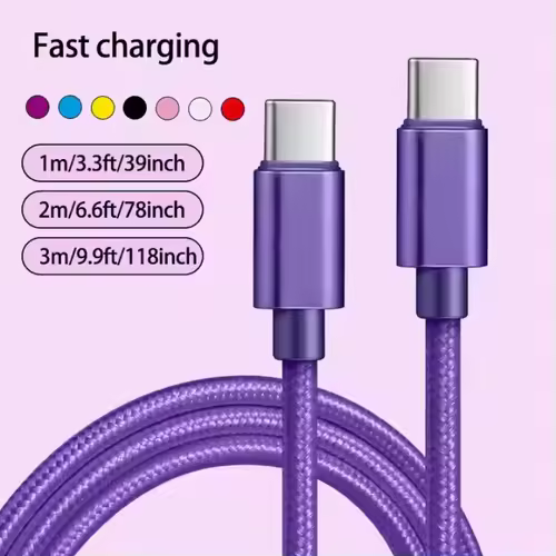 66W 5A Nylon 1m 2m 3m USB C To Type C Fast Charging Cable for Iphone 15 16 Pro Max Samsung S24 Xiaomi OPPO Charging Cable - Image 3