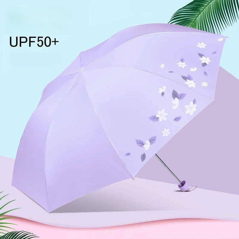 Paradise Brand Women's Sun Umbrella Anti UV Creative Folding Umbrella Small Fresh Adult Sunny Silver Glue Coating Sun Umbrella