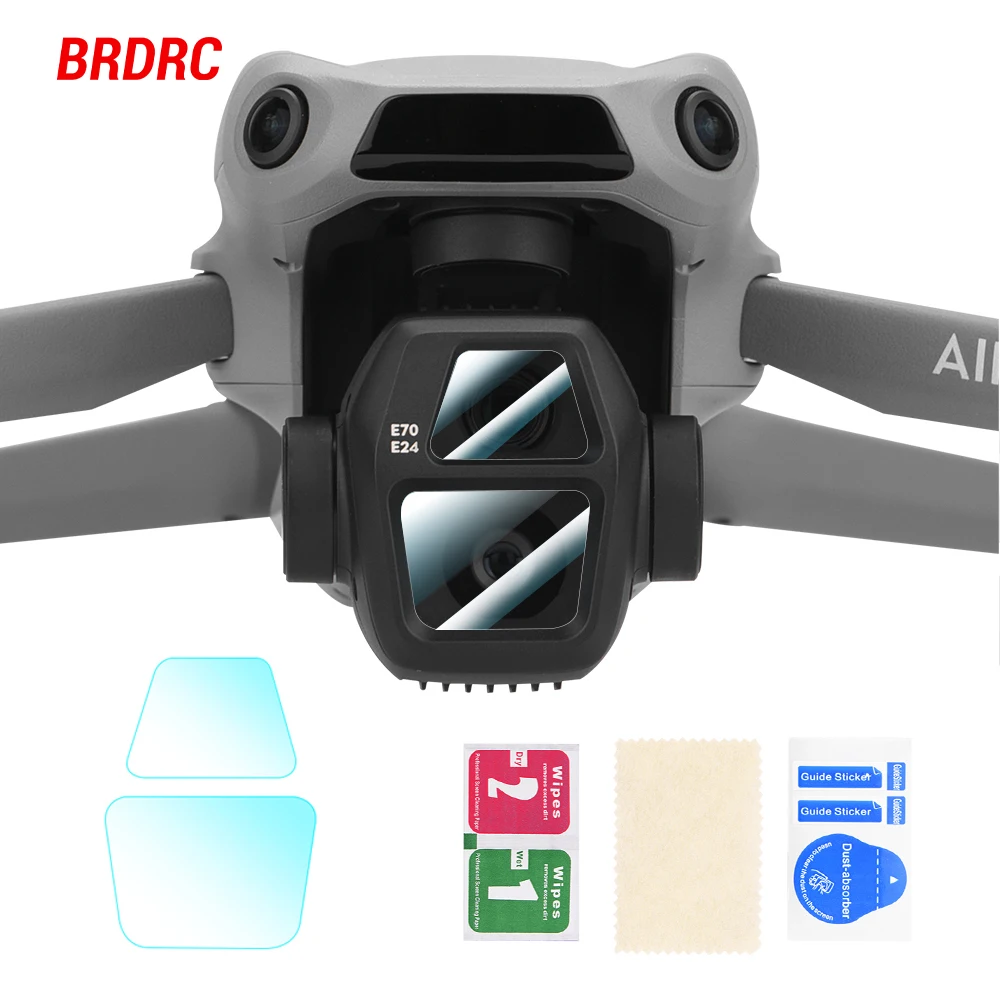 BRDRC Lens Film for DJI Air 3S Drone Protection Gimbal Camera Vision Sensor Tempered Film for Drone Scratch-resistant Accessory