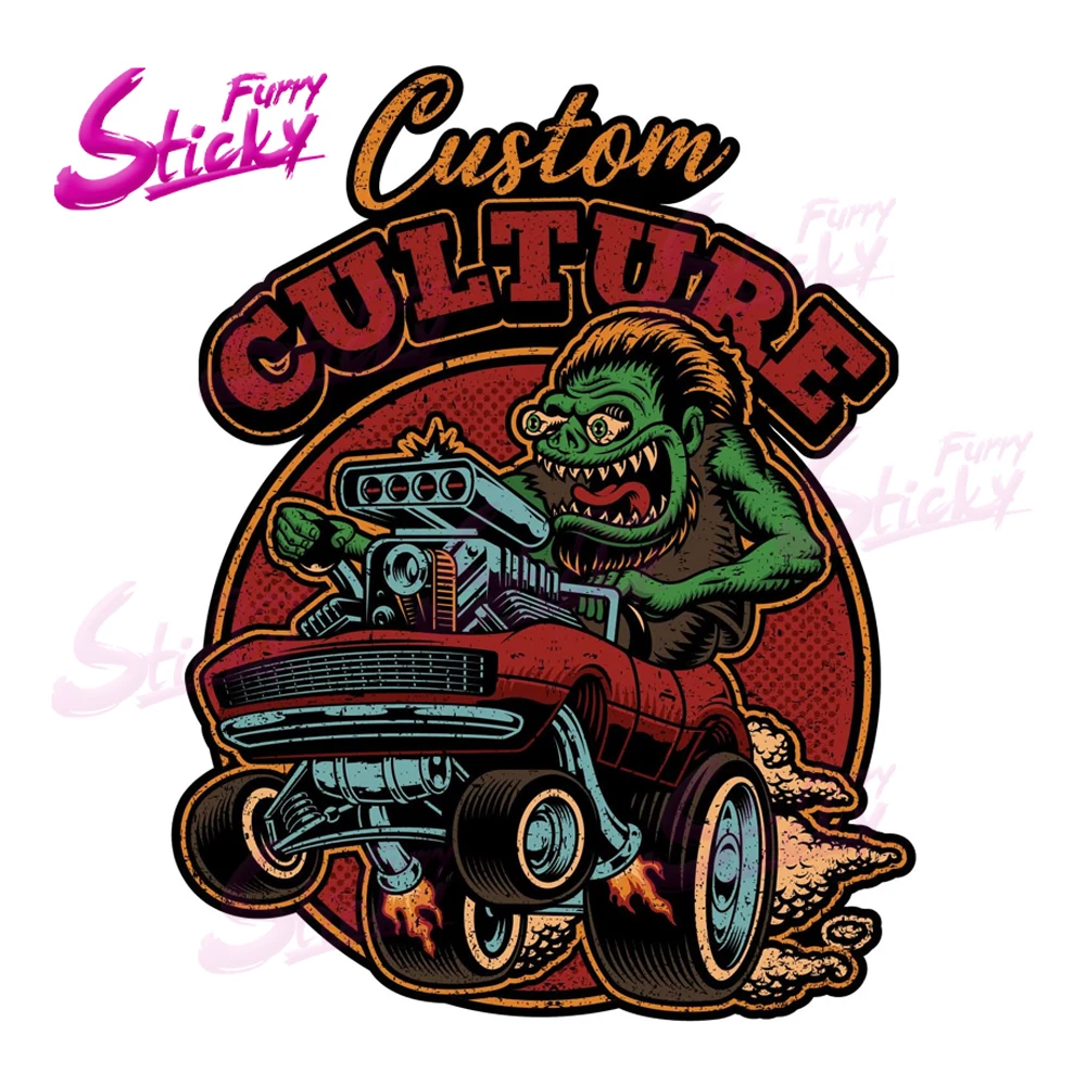 Furry Sticky Custom Culture Car Sticker for Motorcycle Bicycle Chopper Enduro Motocross Vintage Retro Sticker