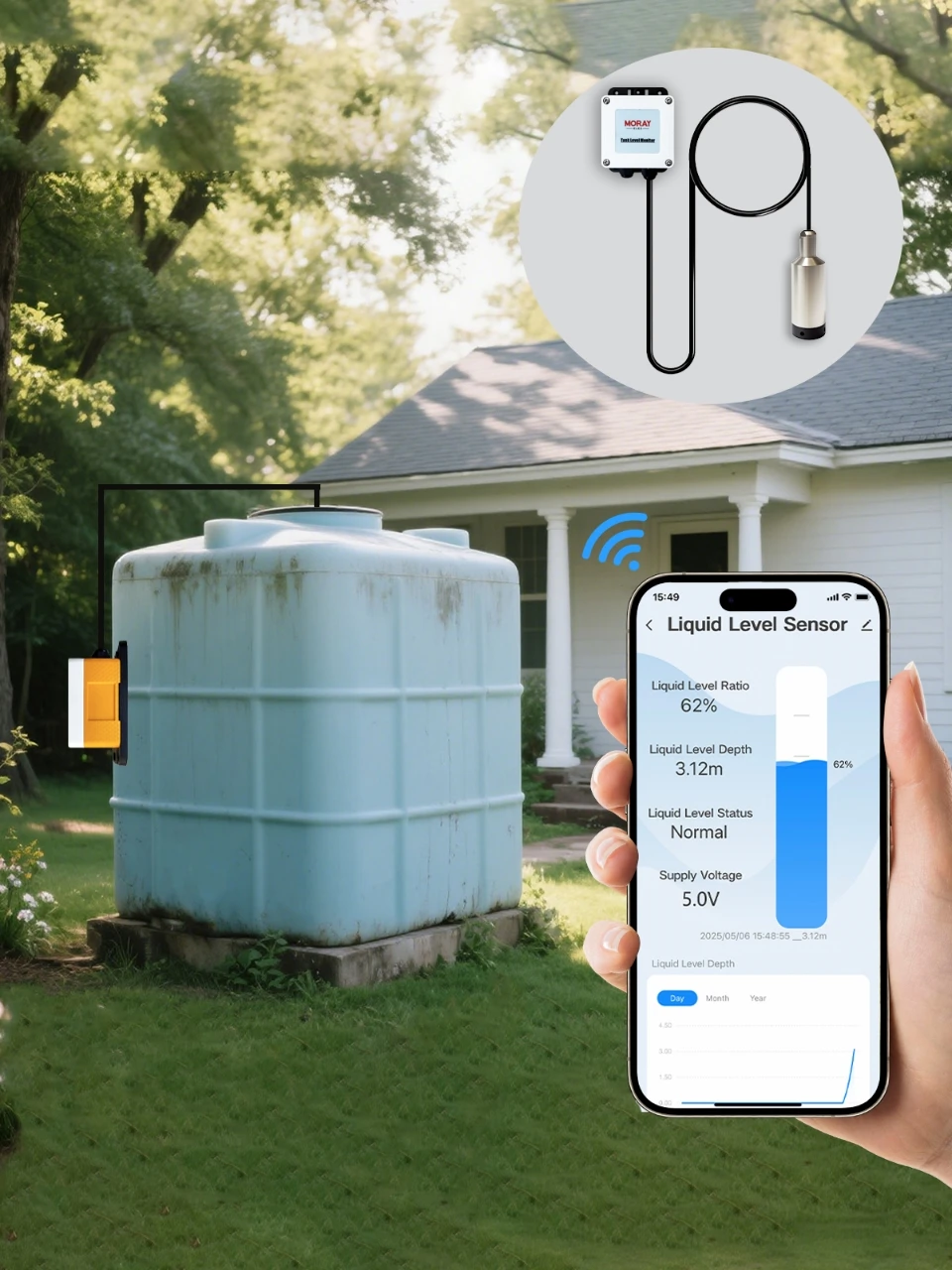 Morayelec ME202W 5M Level Gauge Smartlife Submersible Tuya App Liquid Level Alarm System Water Tank Level Sensor Indicator