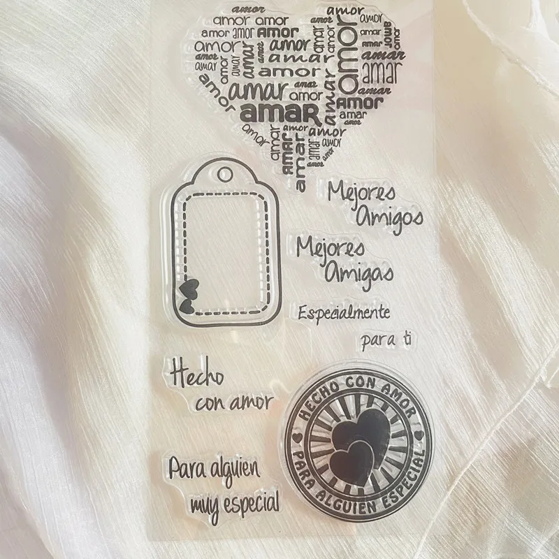 spanish word amor valentine heart Clear Stamp Transparent Silicone Stamp Seal Sheet For Scrapbooking Photo Album Decoration