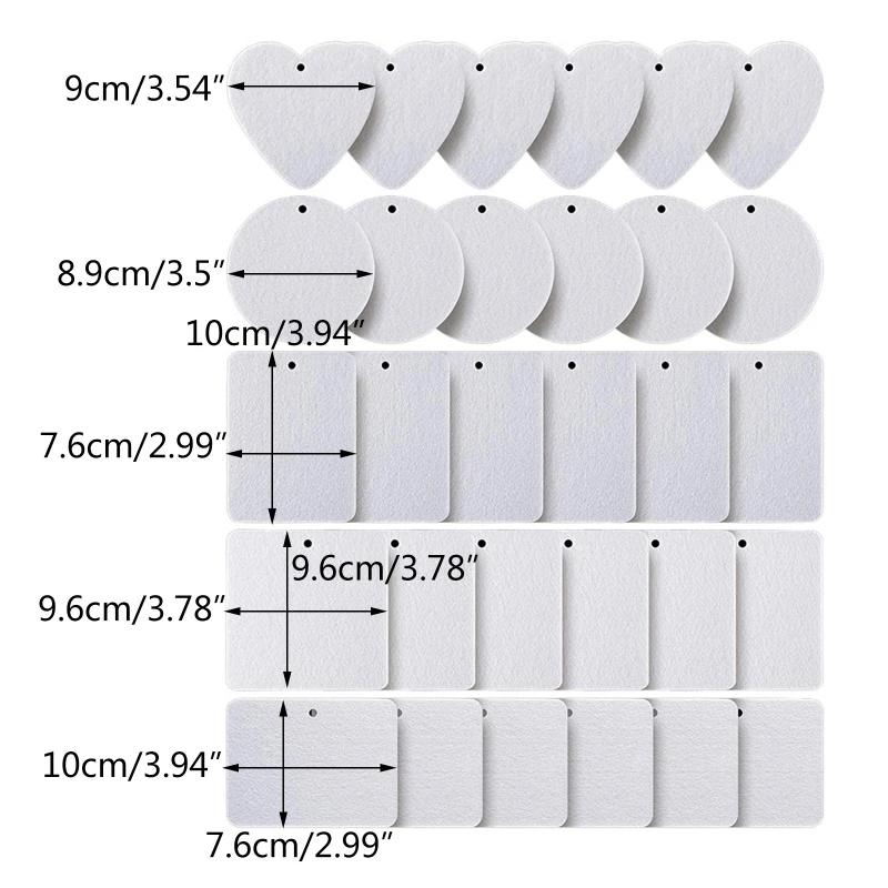 Set of 30 DIY Sublimation Air Freshener Felt Sheet Car Freshener Sheet Car Fragrance Sheet Heat Transfer Felt Sheet D7YA