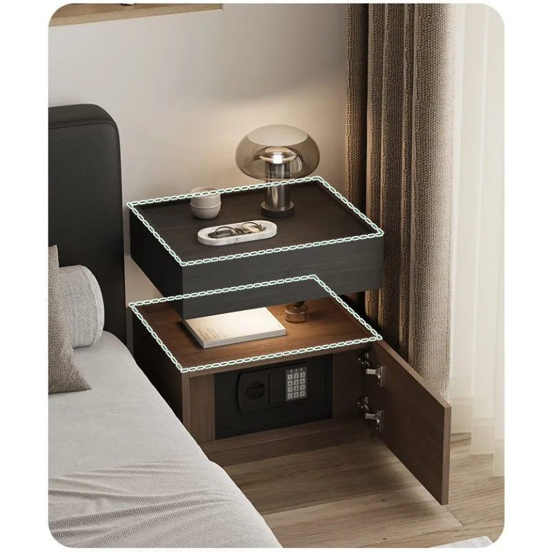 House suspension building block bedside table safe integrated Italian minimalist light luxury bedroom bedside storage cabinet