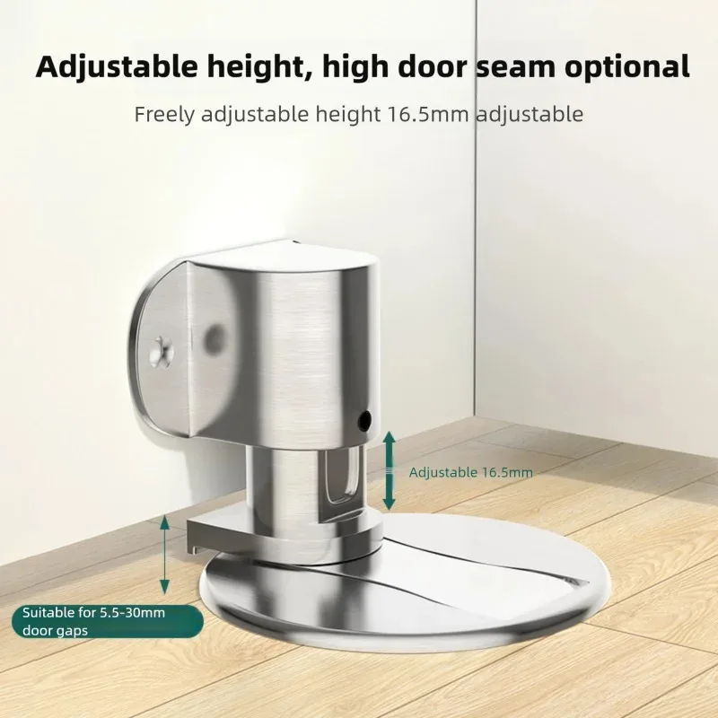 

Punch-Free Invisible Adjustable Stainless Steel Magnetic Door Stopper - Anti-Collision Home Safety Accessory for Bathroom Floor
