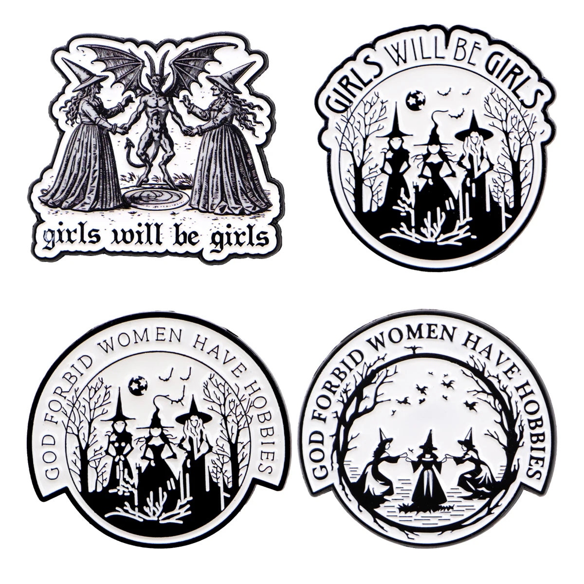 Emaille-Anstecknadel mit Zauberin-Zitaten, schwarze und weiße Broschen für Anstecknadeln, Abzeichen auf Rucksack, Kostümzubehör, Modeschmuck, Geschenke