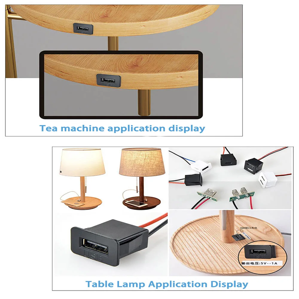 4 Sets Doppelschichtige USB-Buchsen, Typ-C-Buchsen, USB-Lampen-Ladebuchsen, Strombuchsen mit Kabelanschluss – Detail 19
