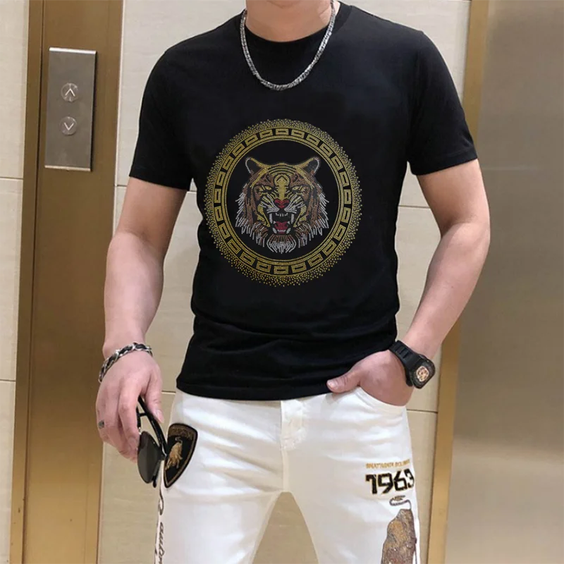 

Hop Summer Men's Gifts Tops Designer Rhinestone T-shirt Drop Shipping Streetwear