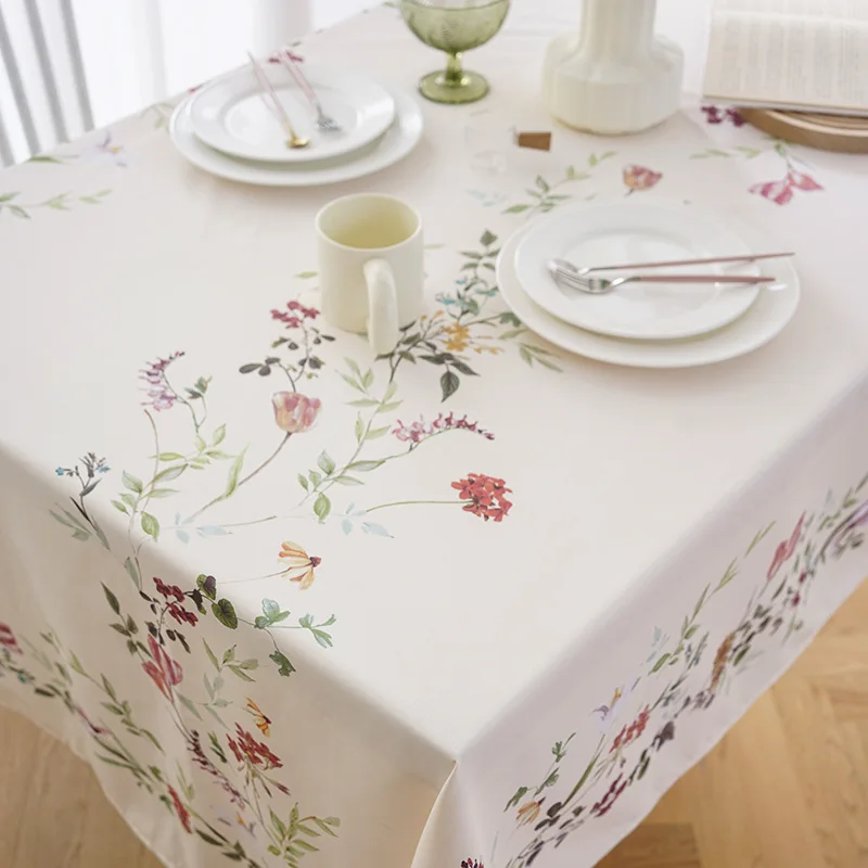 Nordic Floral Plants Waterproof Tablecloth Light Luxury Pastoral Square Table Cloth Holiday Party Decorations Tischdecke