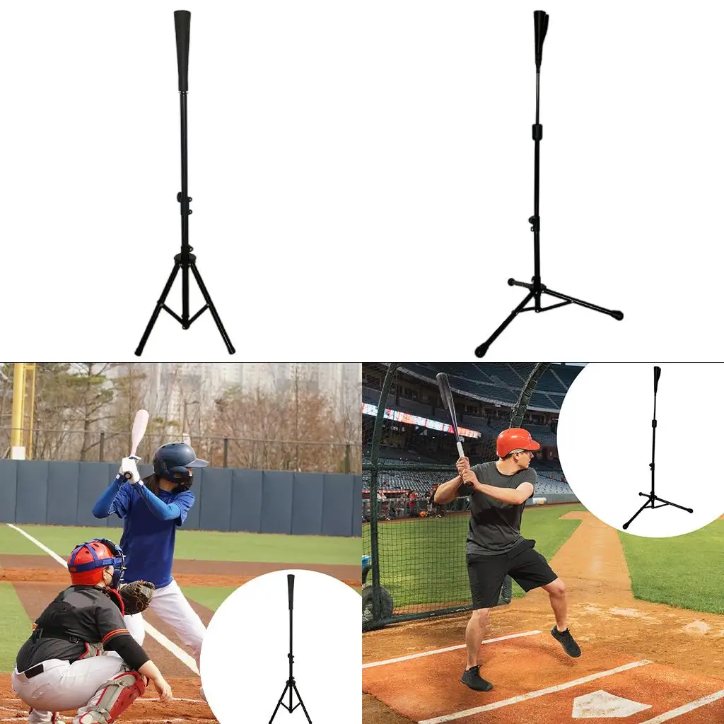 

Batting Tee Softball Baseball Portable Tee Tripod Stand Rubber Tee for Batting Training Practice