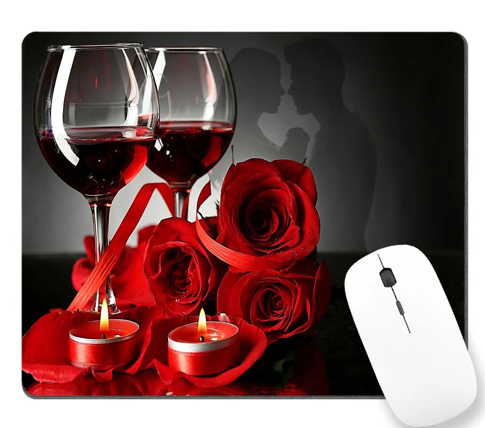 

Valentines Day Gift Romantic Red Rose Printing Lock Edge Gamer Mouse Mat Keyboard Mats Desk Pad Mousepads 22x18cm