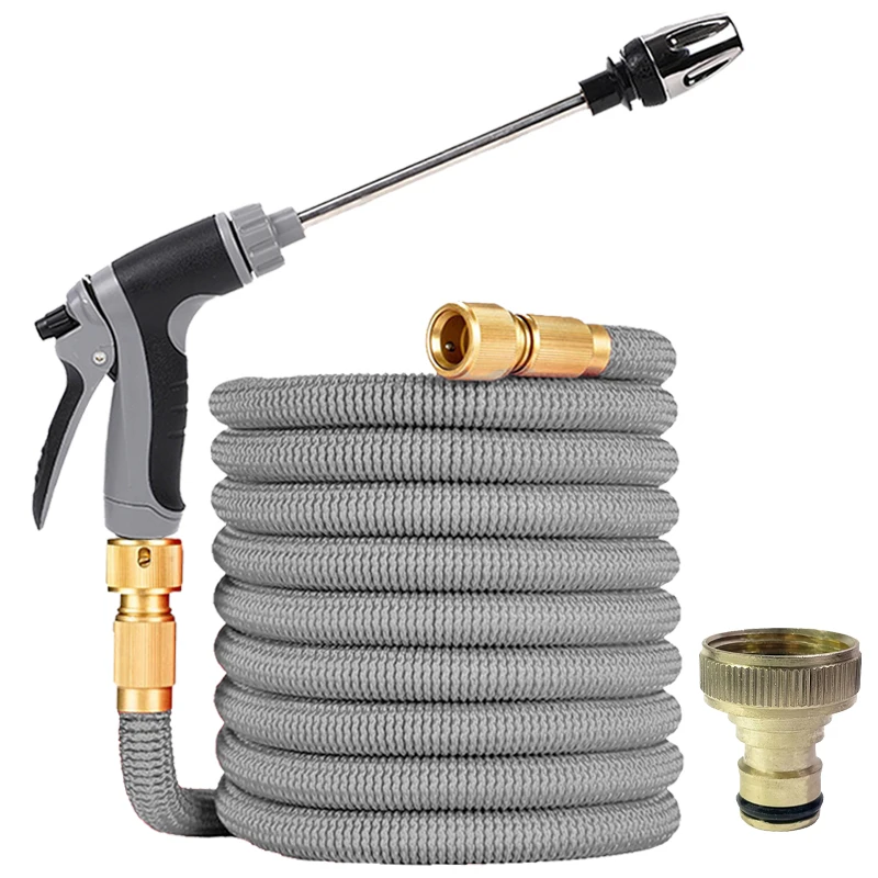 Expandable Hose Rubber Garden Water Hose High Pressure Magic Water Pipe with Gun Set for Farm Irrigation 25ft-125ft Length Optio