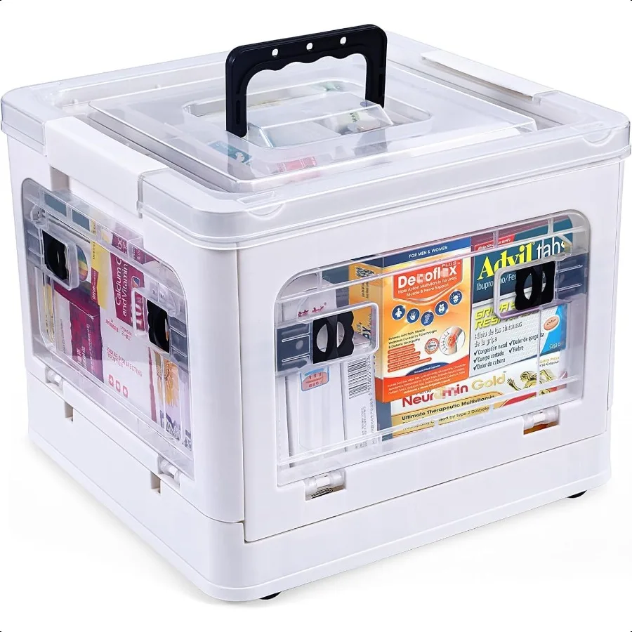 

18QT Medicine Storage Box with Handles Large Capacity First Aid Box Clear Medical ply Organizer with Removable Tray Multipurpos