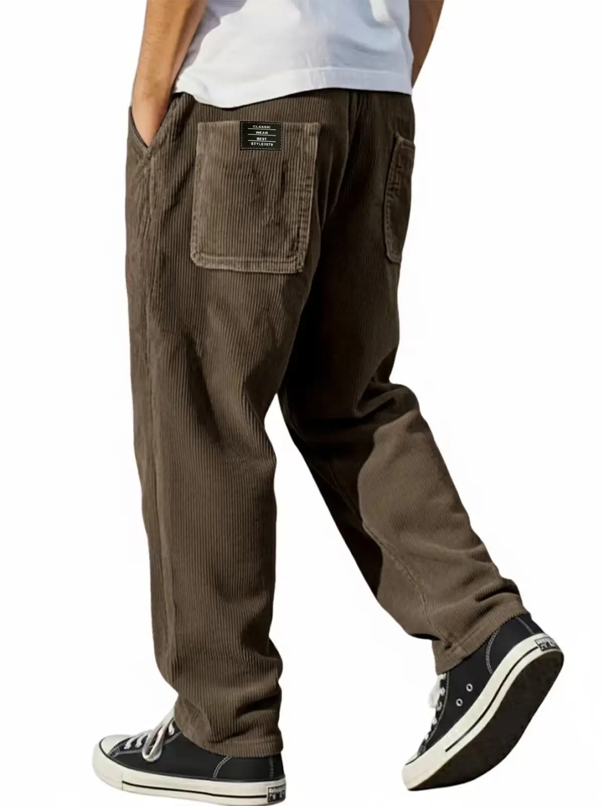 Male Autumn Men Wide Leg Straight Pants Men Corduroy Solid Color Oversize Trousers Male Thick Warm Japen Style Streetwear Pants