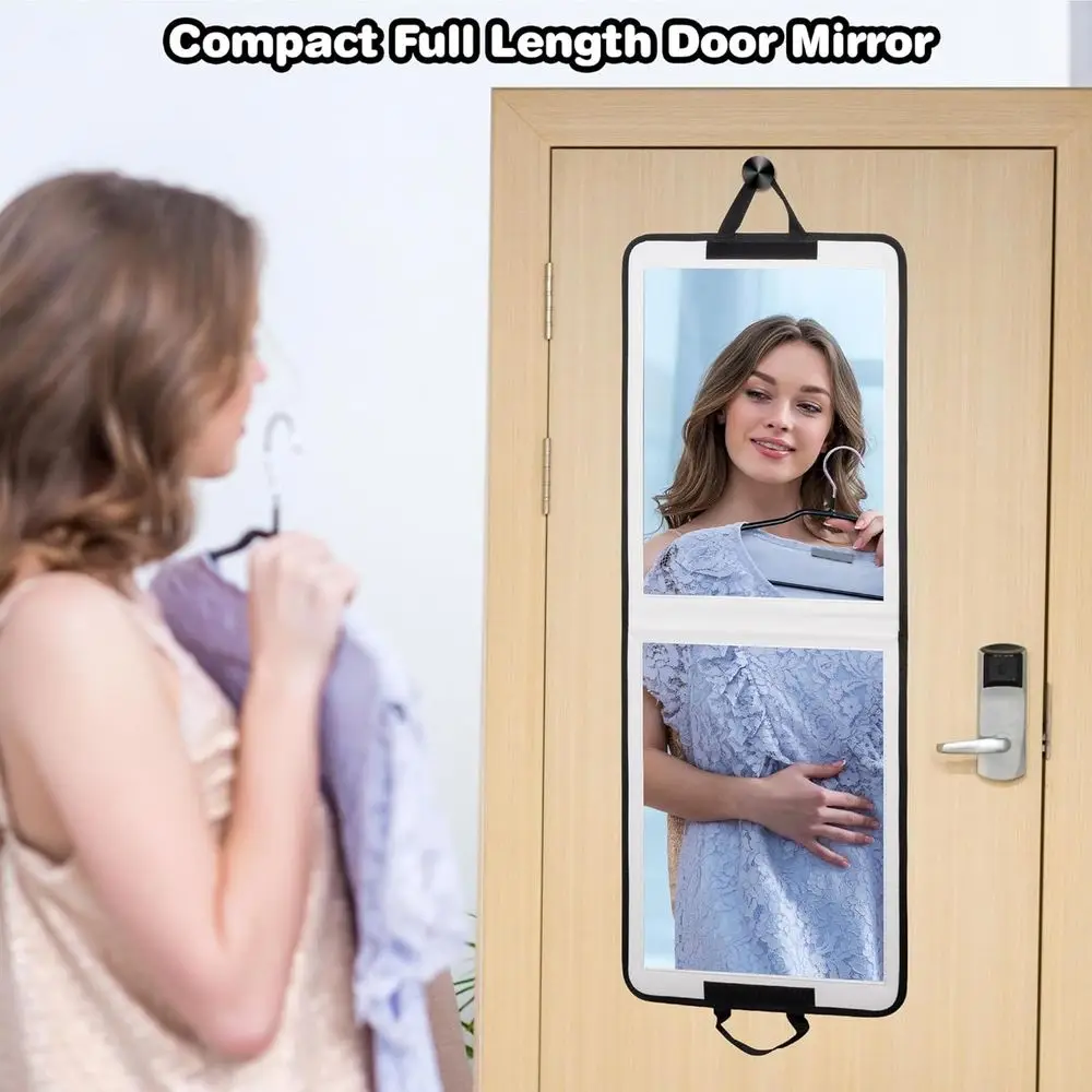 مرآة قابلة للطي كاملة الطول مقاومة للكسر، مقاس 33 × 13، باللون الأبيض، مثالية لغرف الضيوف والمركبات الترفيهية #5