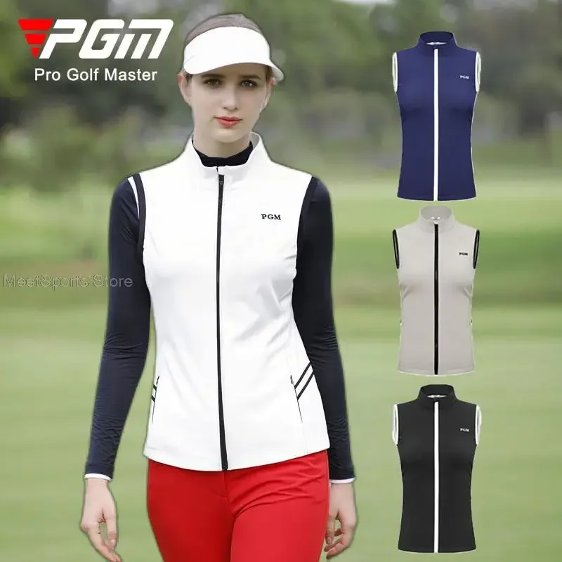 PGM Golf Clothing Women Windproof Vest Winter Grips Keep Warm Sleeveless Coat Slim Fit Ladies Jacket Vest Golf Waistcoat 4 Color