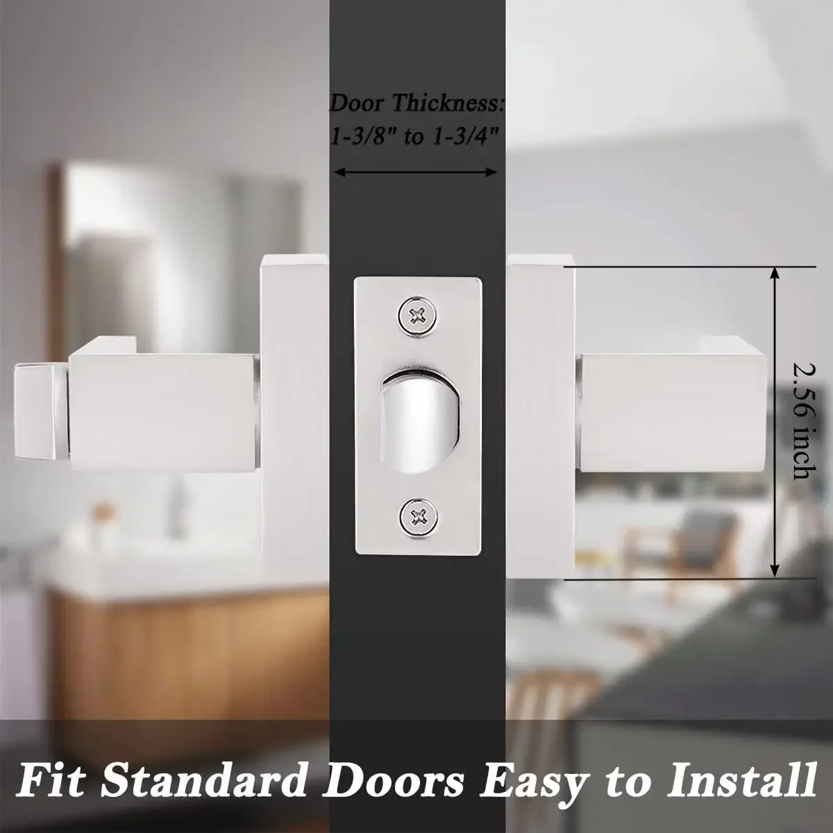 Square Door Lever Privacy Door Lock Handleset Keyless Lockset Door Knobs Storage Room Bathroom Set No Key in Sa