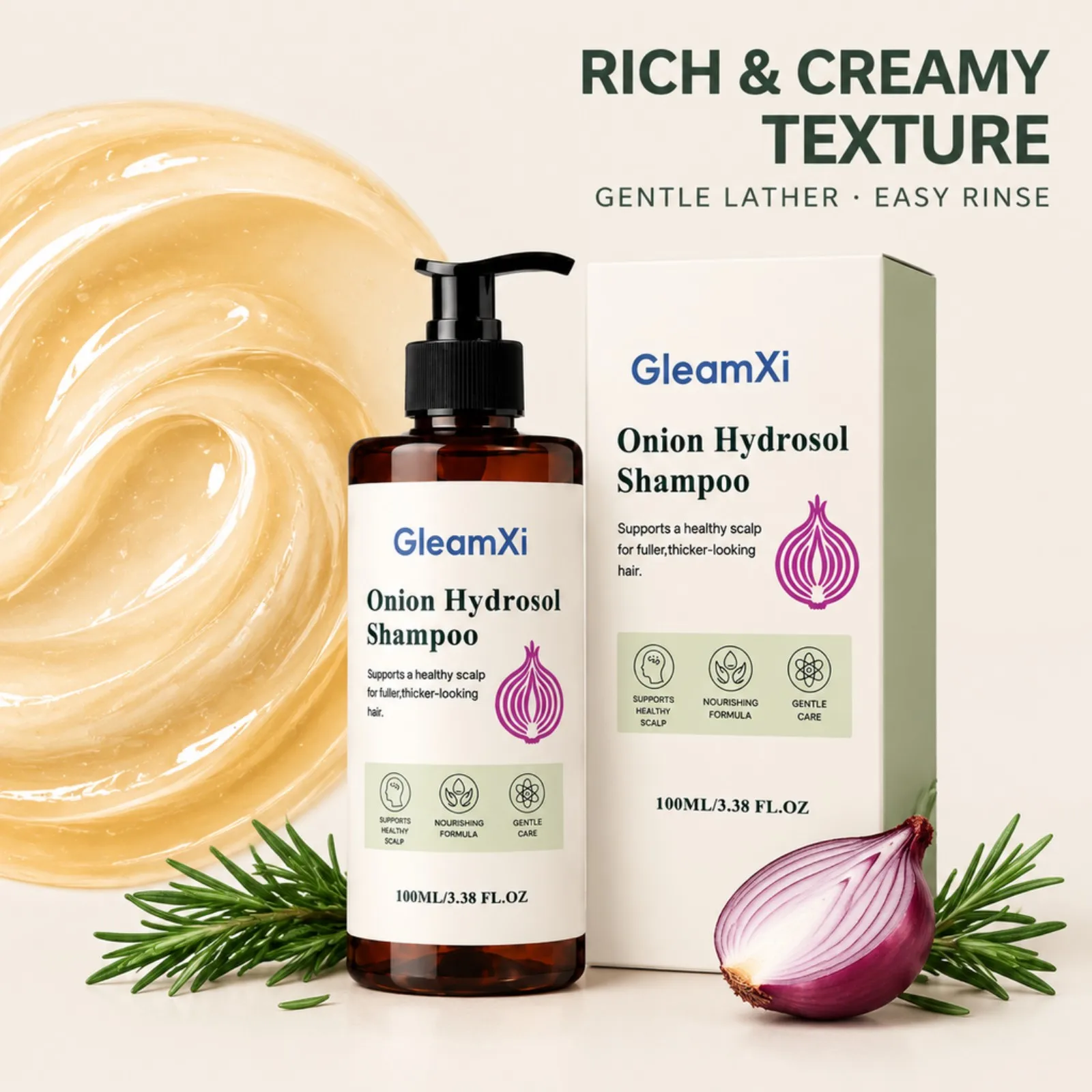 Onion Hydrosol Shampoo 100ml Deep Hydration for Dry Scalp Smooth Frizz Daily Commute Aloe Plant Based Mild Cleansing Hair Care
