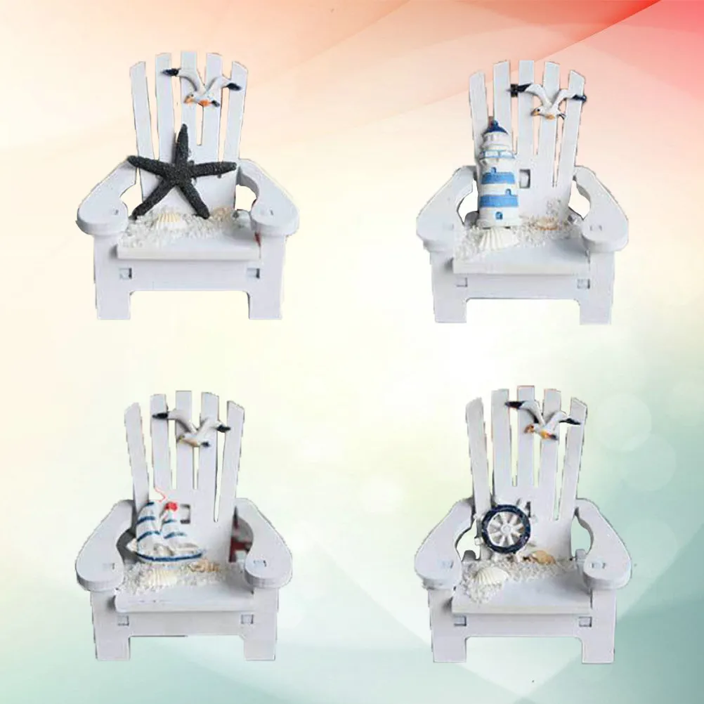 

4Pcs Star Sunshine Chair Wooden Beach Theme Home Decor Article for Bedroom Photograph Background Mediterranean Lighthouse