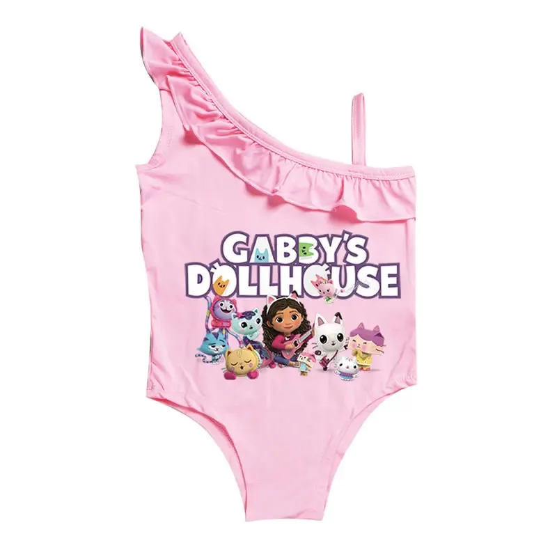 l2025l Halloween  Summer Gabbys Dollhouse Swimsuit For Baby Girl Swimwear Gabby Doll House Kid Cartoon Sling Ruffles Bikini Bath