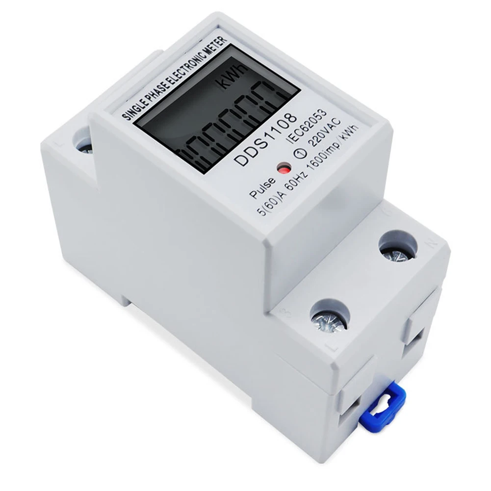 ЖК-цифровой измеритель мощности на DIN-рейку, однофазный электронный счетчик DDS1108, AC 220 В, 5 (80) A, 2P, однофазный счетчик энергии, аксессуары
