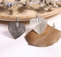 100Pcs Natural Leaves Pendant Electroplated Heart Shape Leaf Charm Beads For DIY Making Women Jewelry Necklace Earring Accessory