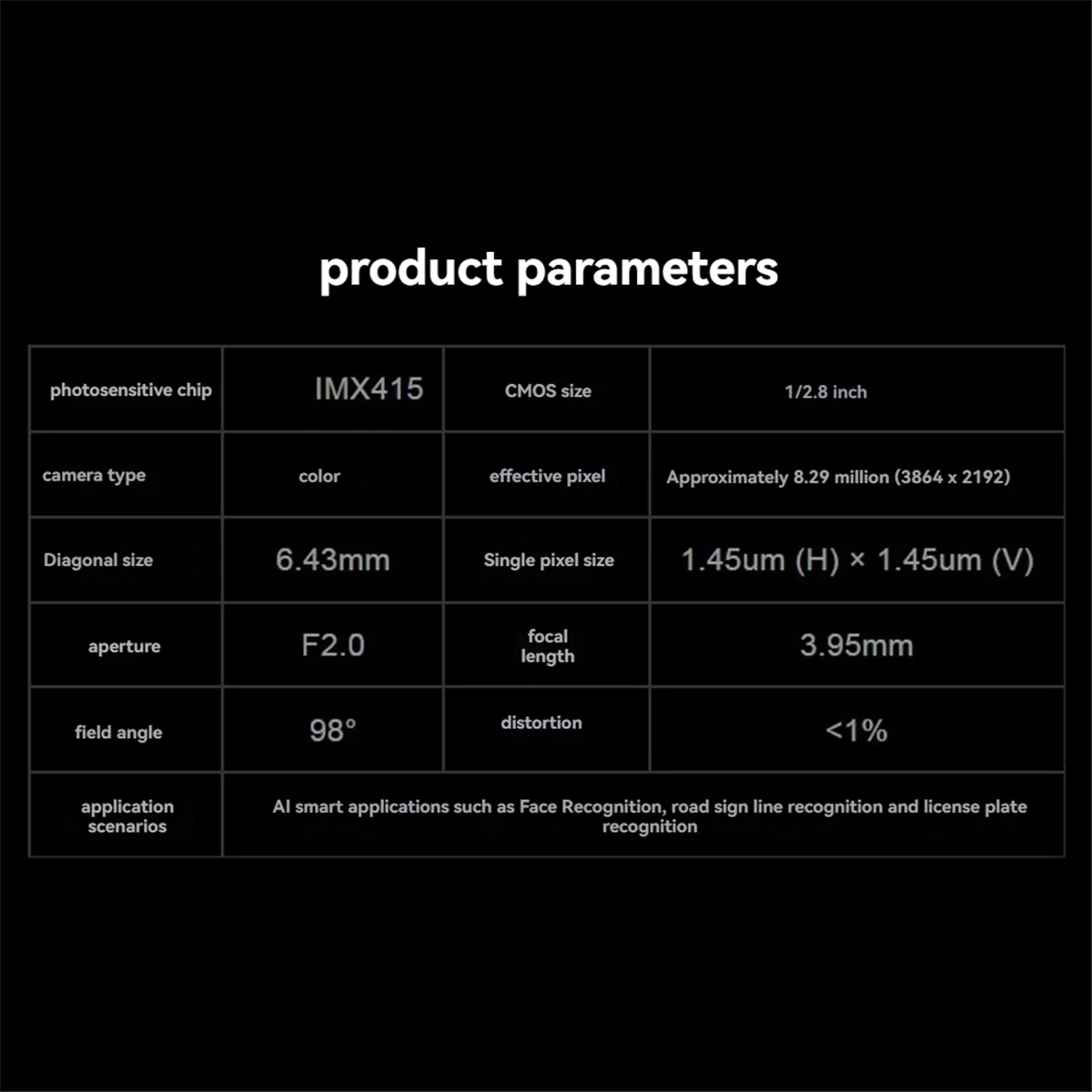 Hot For IMX415 8MP Camera Module 98° Full Color 3864x2192 Supports Wide Viewing Angle Camera Module